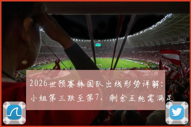 2026世预赛韩国队出线形势详解：小组第三跌至第7，剩余五轮需满足三大条件才能晋级，附对手赛程与晋级概率分析